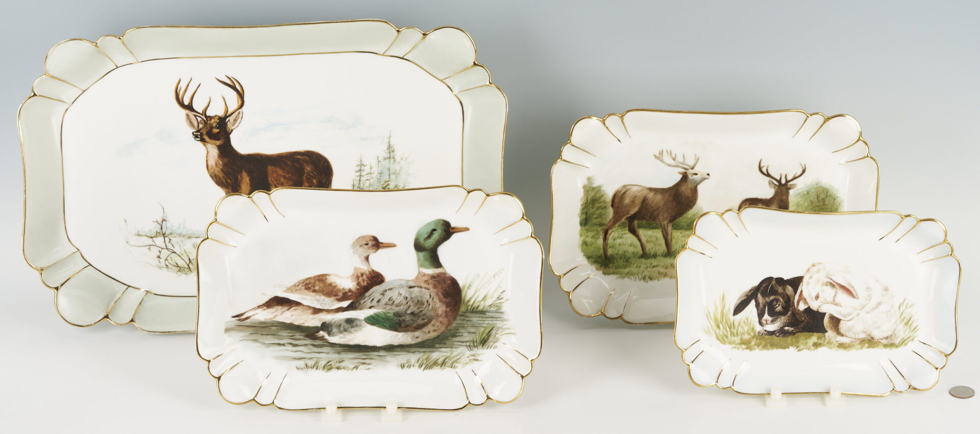 Lot 1027: 4 Haviland Porcelain Platters, Hand Painted w Animals