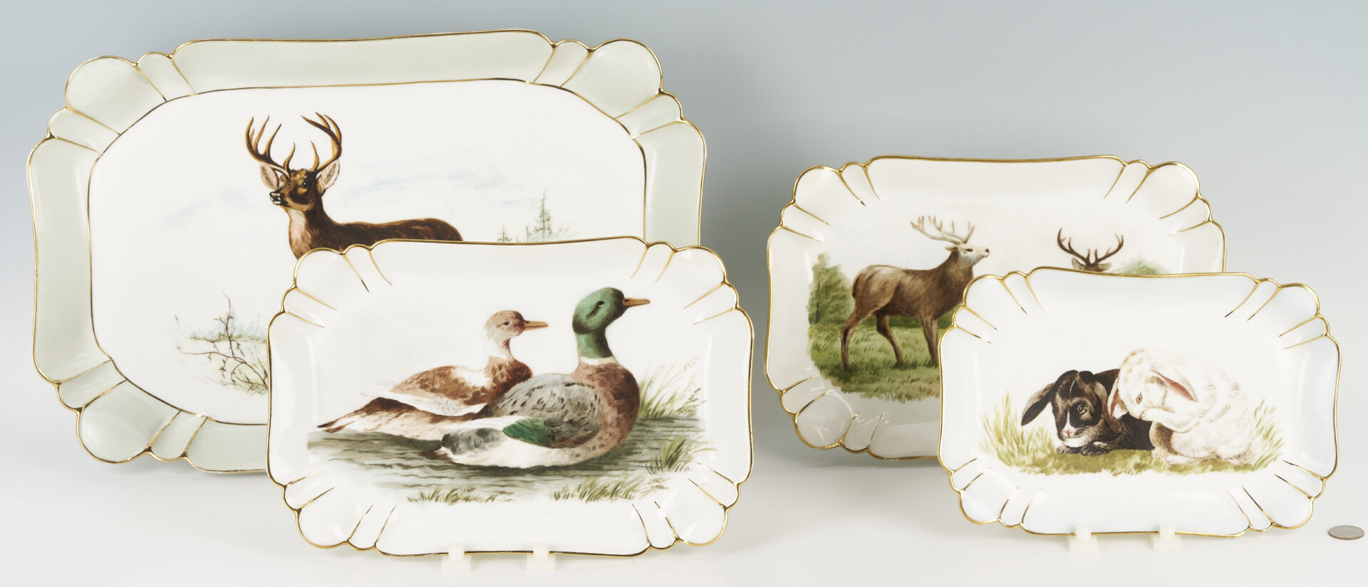 Lot 1027: 4 Haviland Porcelain Platters, Hand Painted w Animals