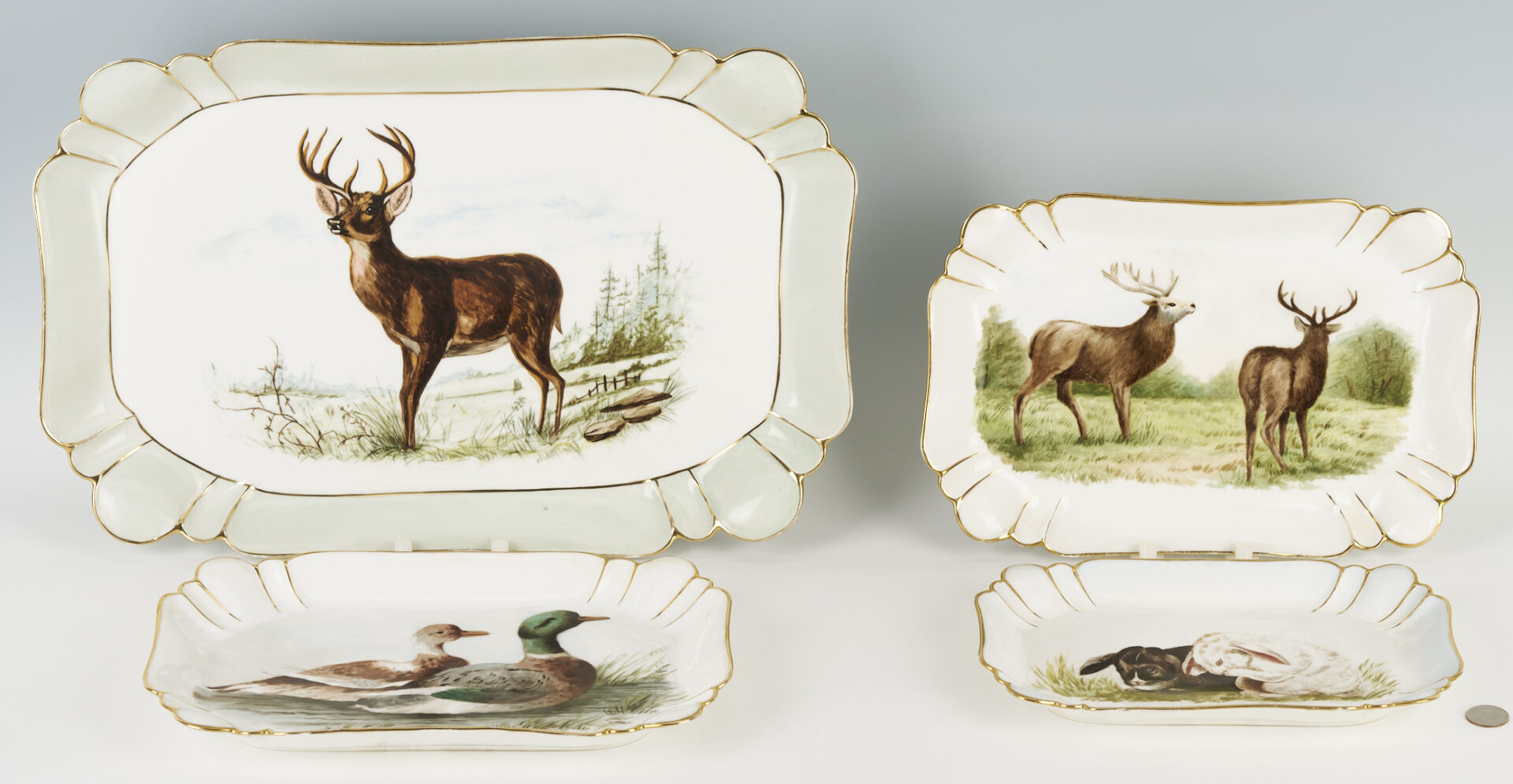 Lot 1027: 4 Haviland Porcelain Platters, Hand Painted w Animals