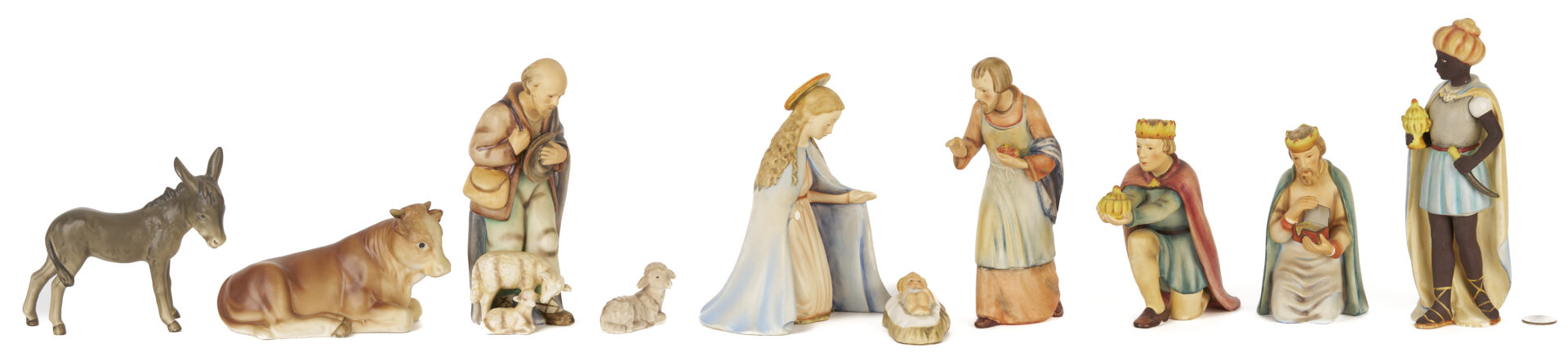 Lot 1028: 10 Piece M. J. Hummel Goebel Porcelain Nativity Set