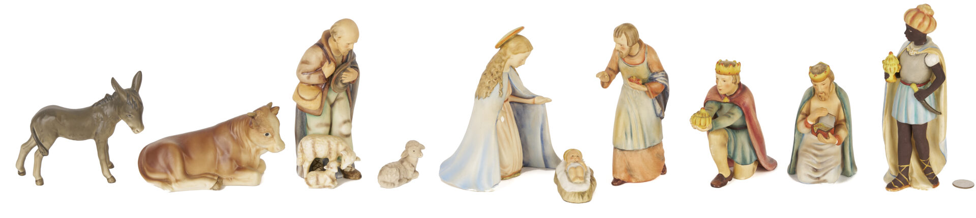 Lot 1028: 10 Piece M. J. Hummel Goebel Porcelain Nativity Set