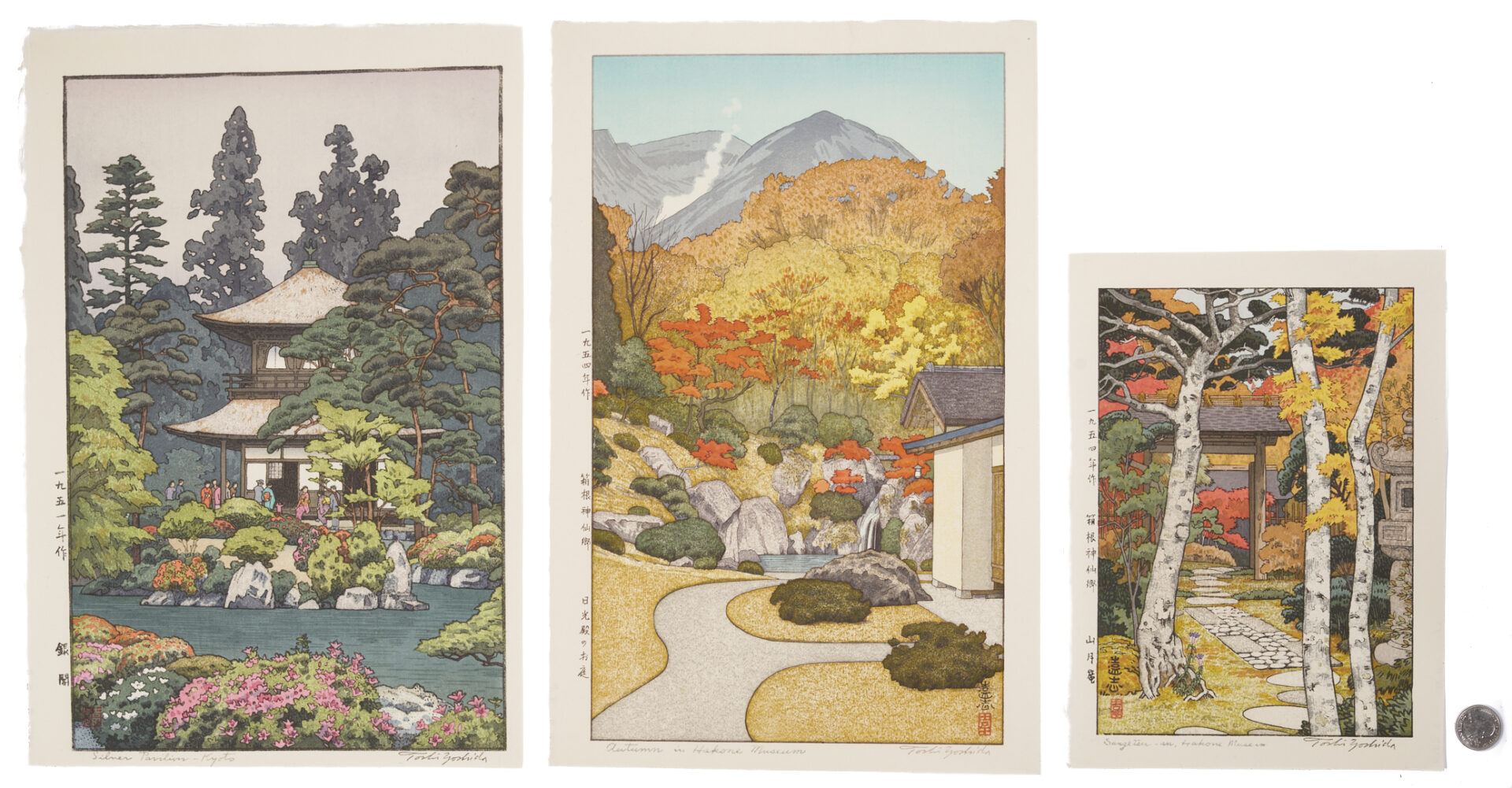 Lot 1032: 3 Toshi Yoshida Woodblock Prints, Stamp-Signed