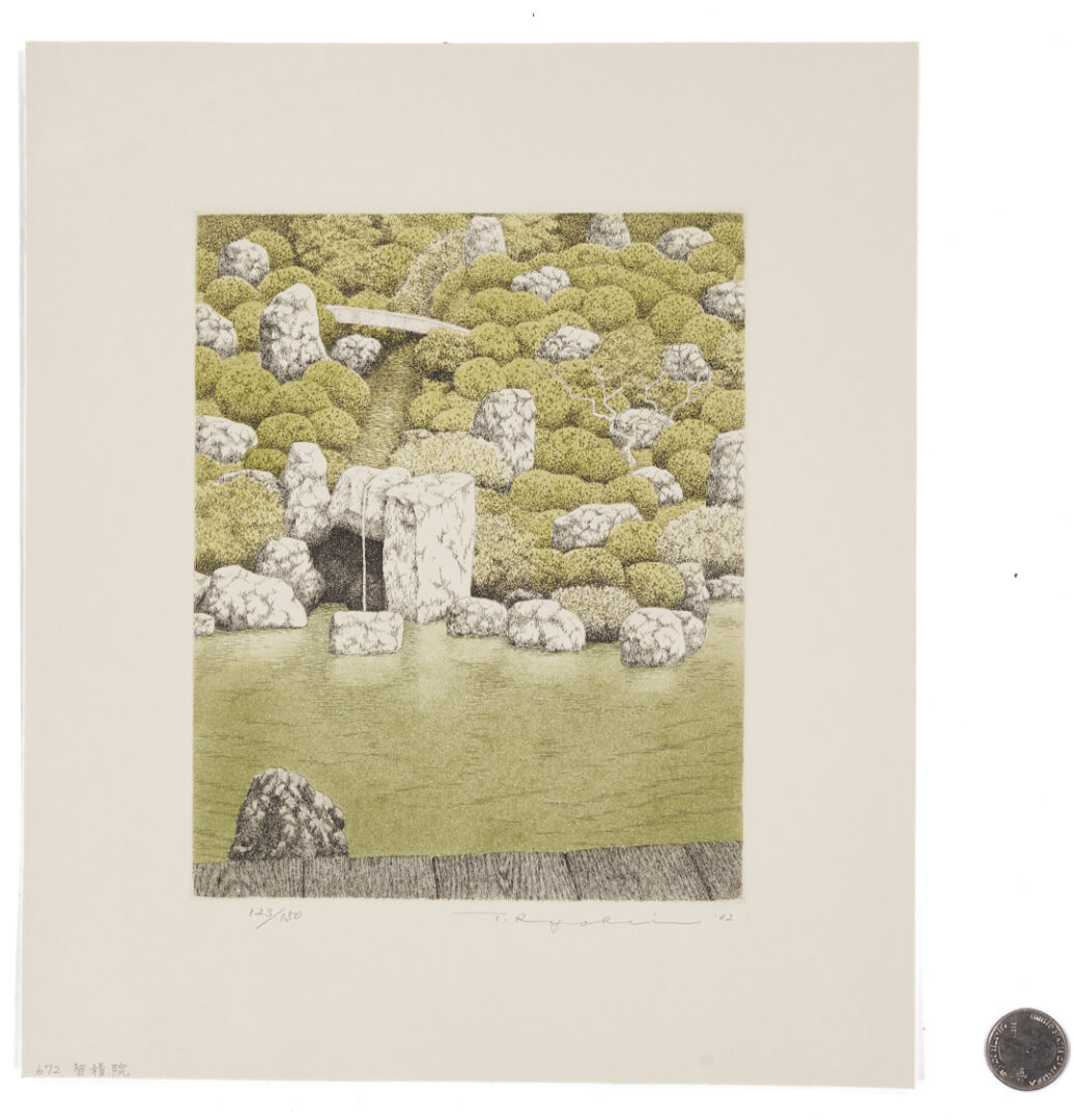 Lot 1044: Tanaka Ryohei Color Etching, Chishaku-in