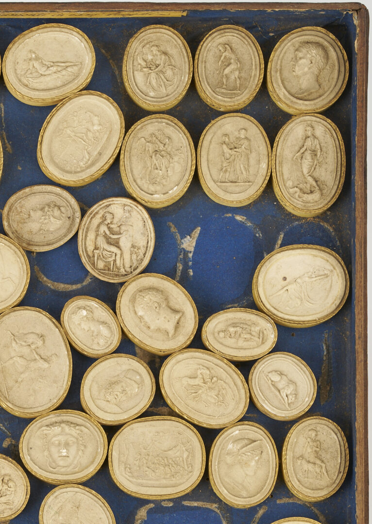 Lot 104: Collection of 79 Grand Tour Intaglio Cameos; Paoletti, Liberotti, Bemi