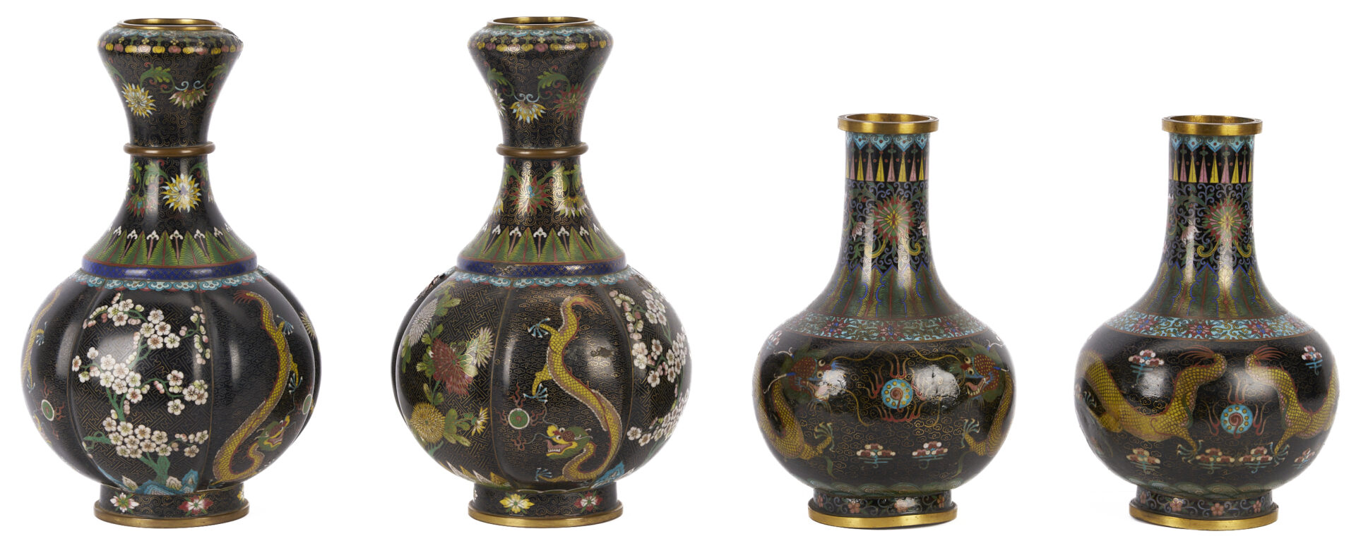 Lot 1056: Two Pairs of Chinese Cloisonne Vases