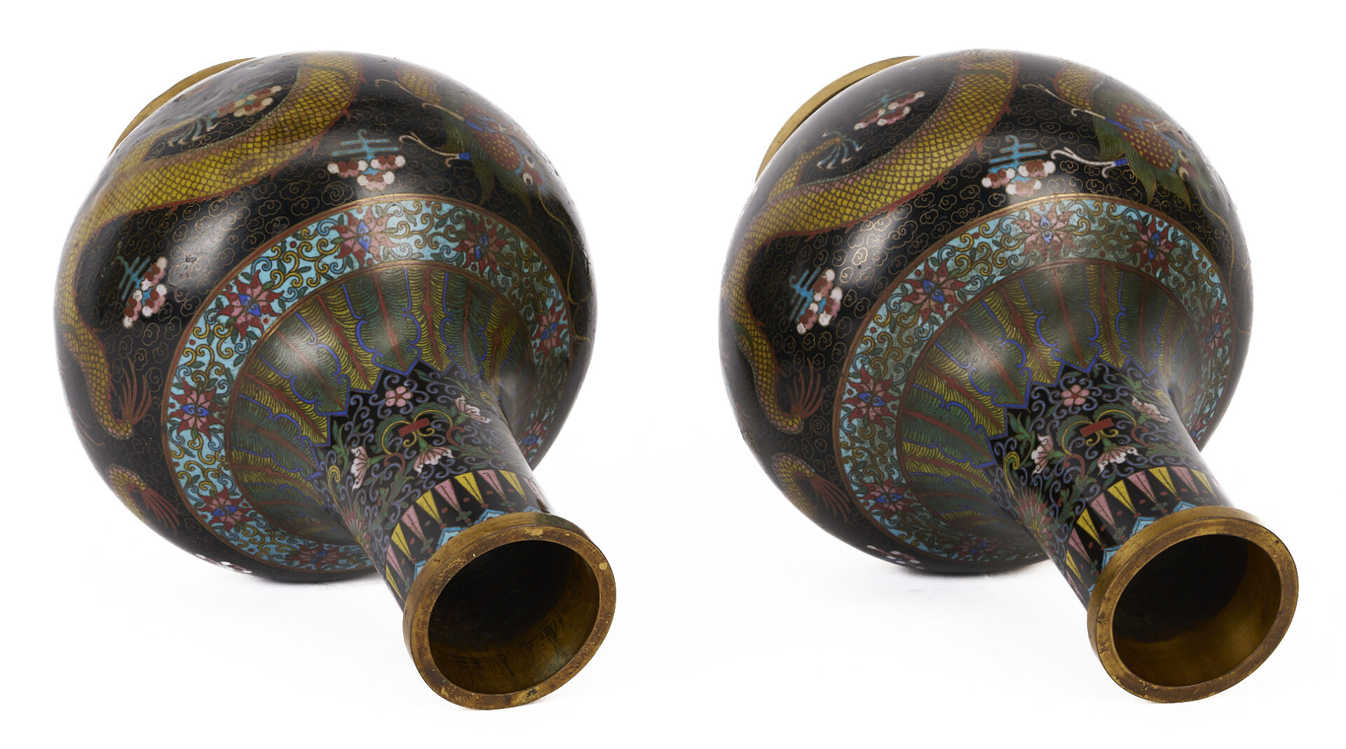 Lot 1056: Two Pairs of Chinese Cloisonne Vases