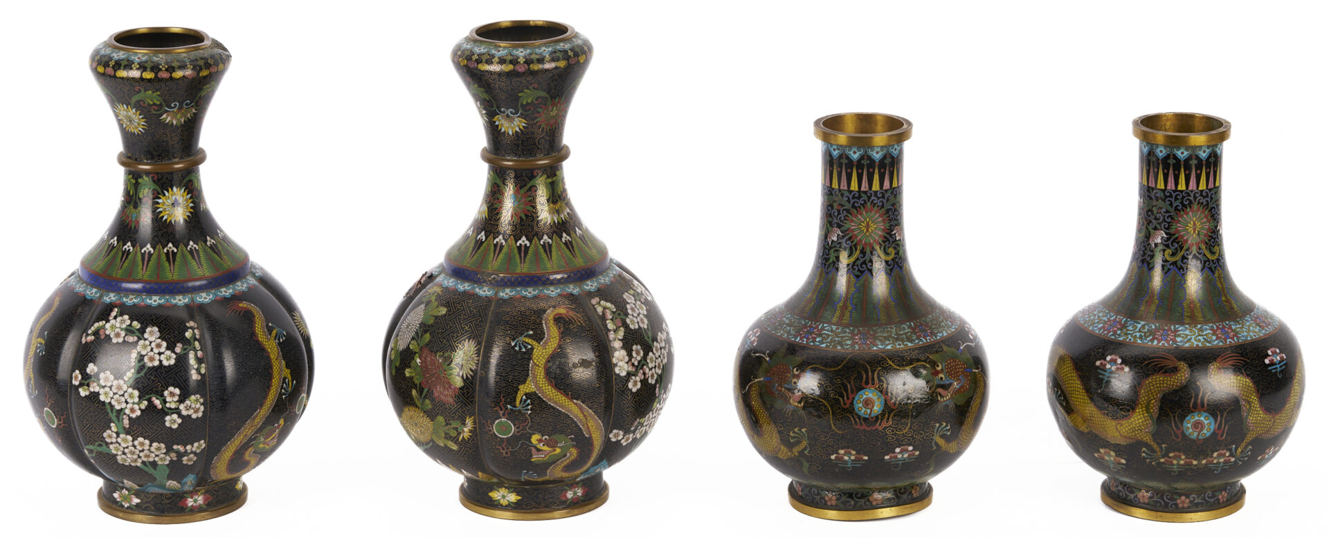 Lot 1056: Two Pairs of Chinese Cloisonne Vases