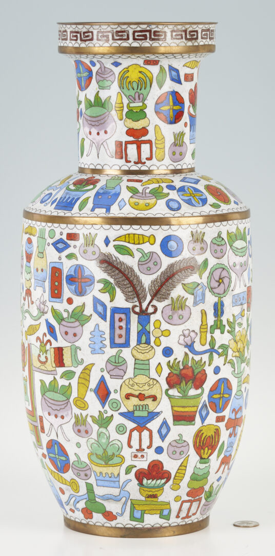 Lot 1058: Chinese Cloisonne Vase, Precious Objects Decoration