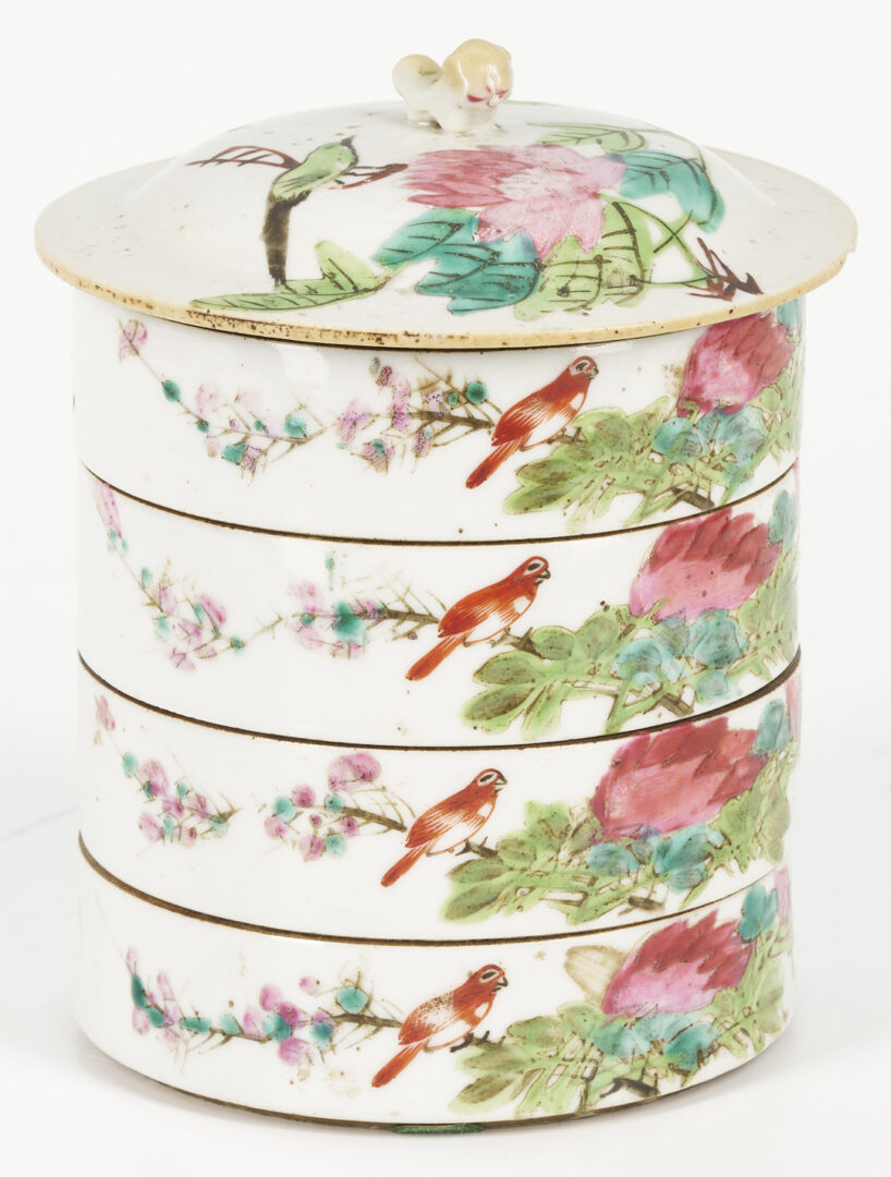 Lot 1066: 2 Chinese Famille Rose Lamps plus Stacking Food Boxes