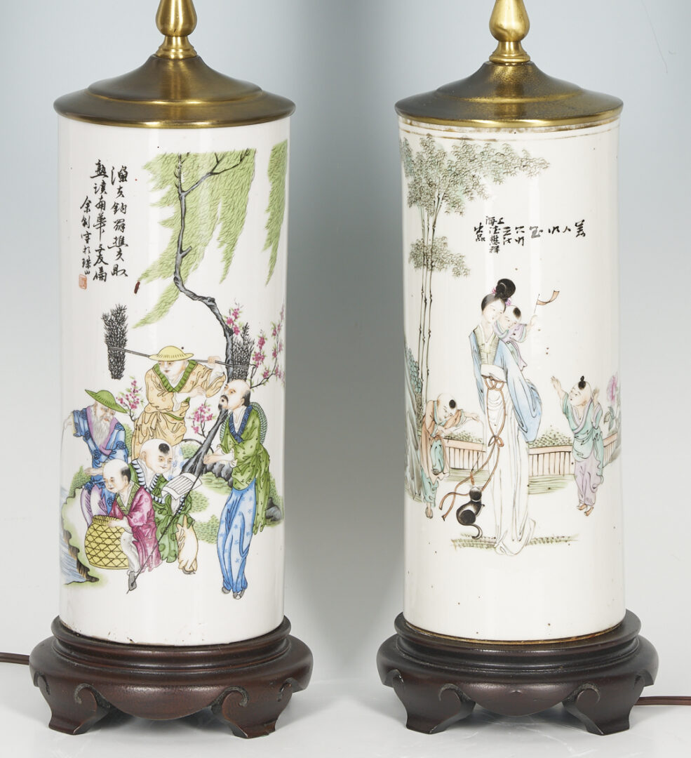 Lot 1066: 2 Chinese Famille Rose Lamps plus Stacking Food Boxes