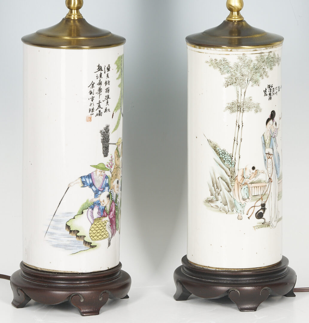 Lot 1066: 2 Chinese Famille Rose Lamps plus Stacking Food Boxes