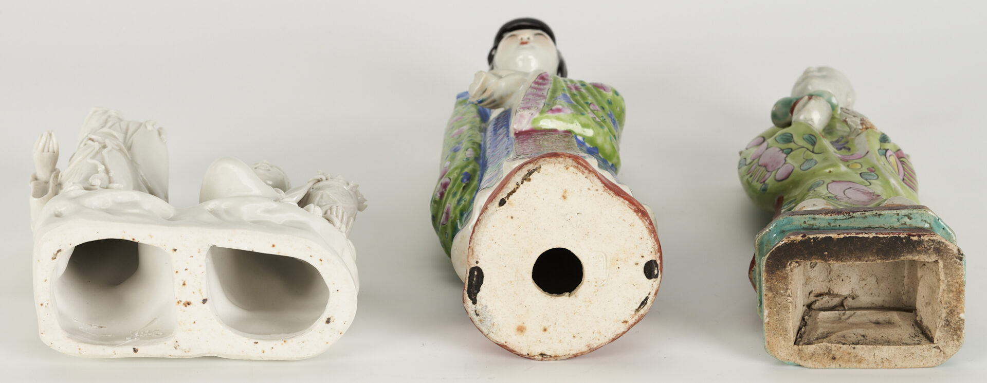 Lot 1067: Five (5) Chinese Porcelain Items: Two (2) Chinese Export and Three (3) Figures, Polychrome and Blanc De Chine