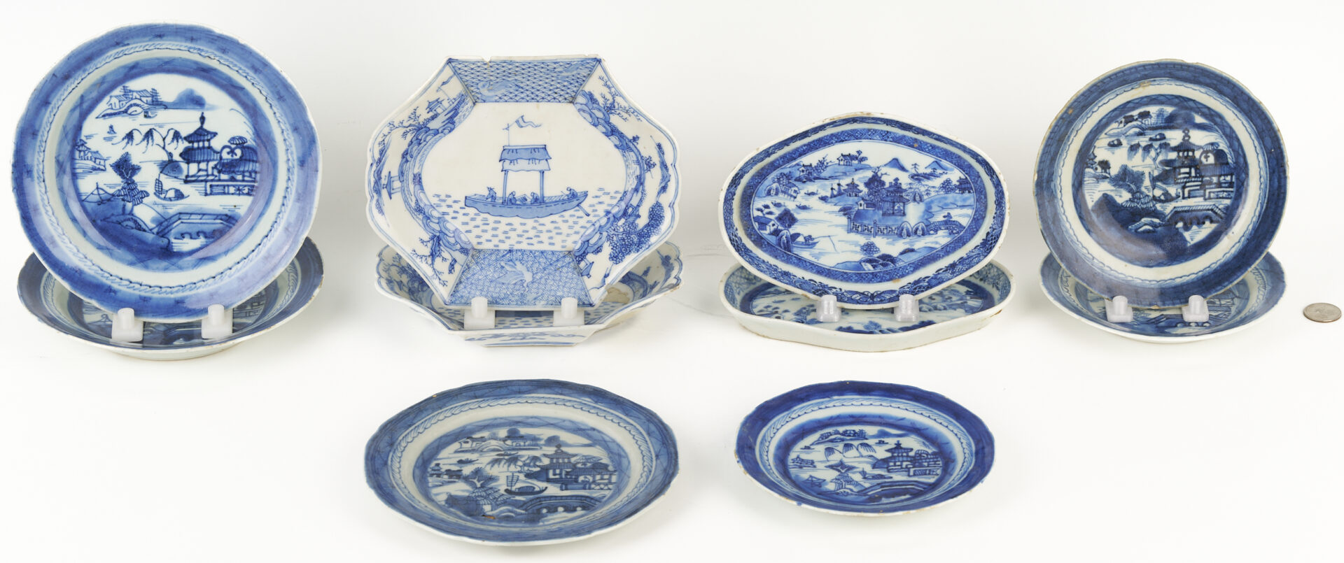 Lot 1068: 10 pcs Chinese Export Blue and White Porcelain, SC History