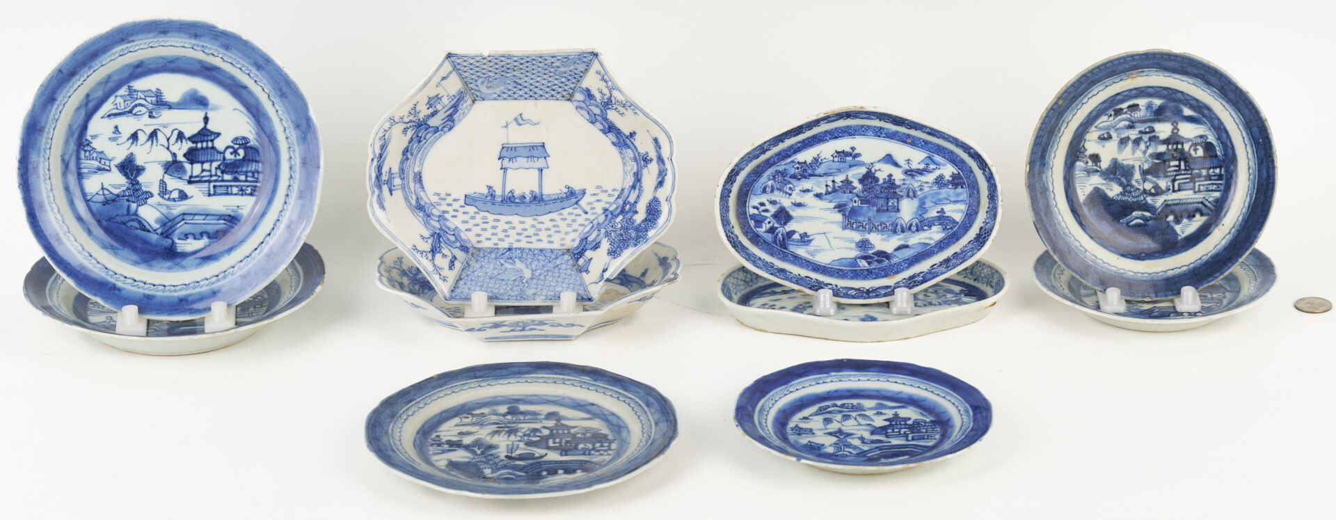 Lot 1068: 10 pcs Chinese Export Blue and White Porcelain, SC History