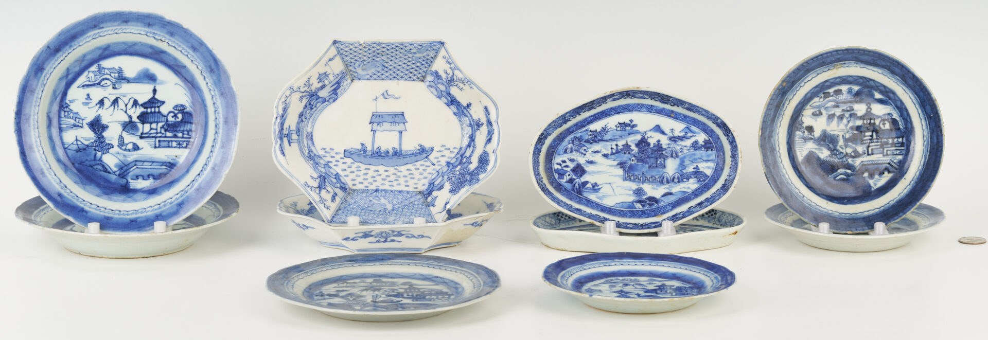 Lot 1068: 10 pcs Chinese Export Blue and White Porcelain, SC History