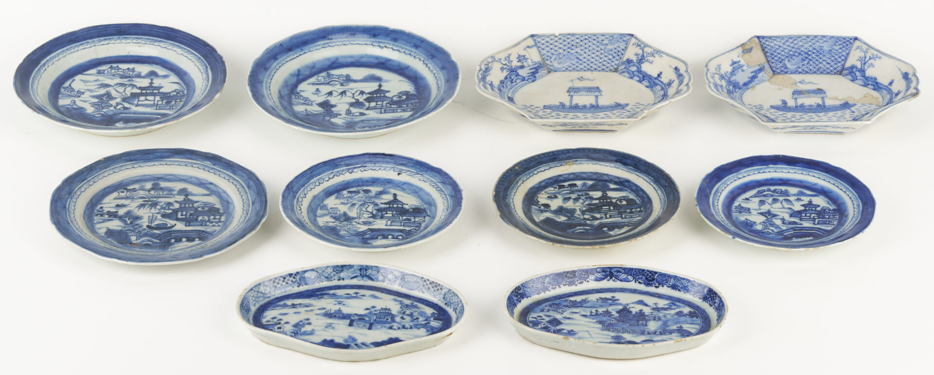 Lot 1068: 10 pcs Chinese Export Blue and White Porcelain, SC History