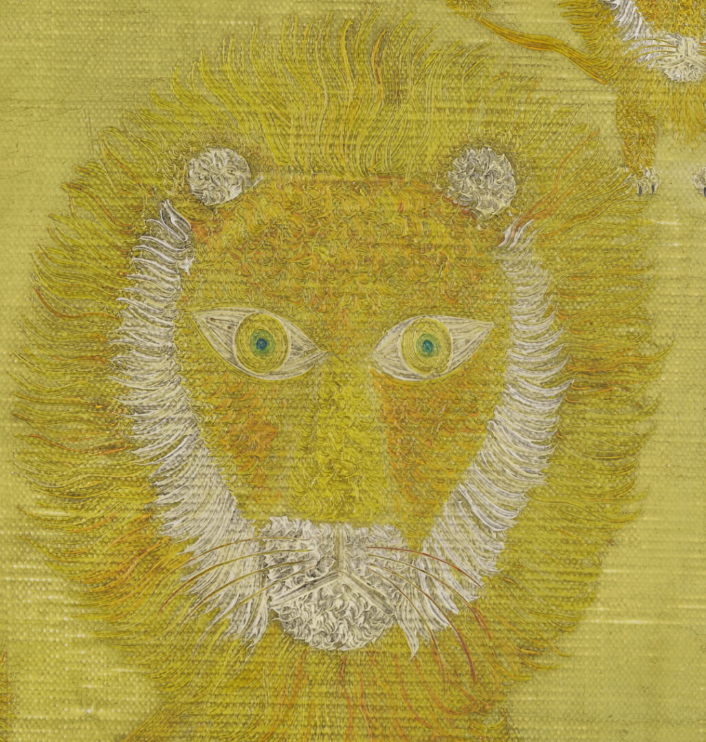 Lot 107: Henri Maik O/C Painting, Two Lions, 1967