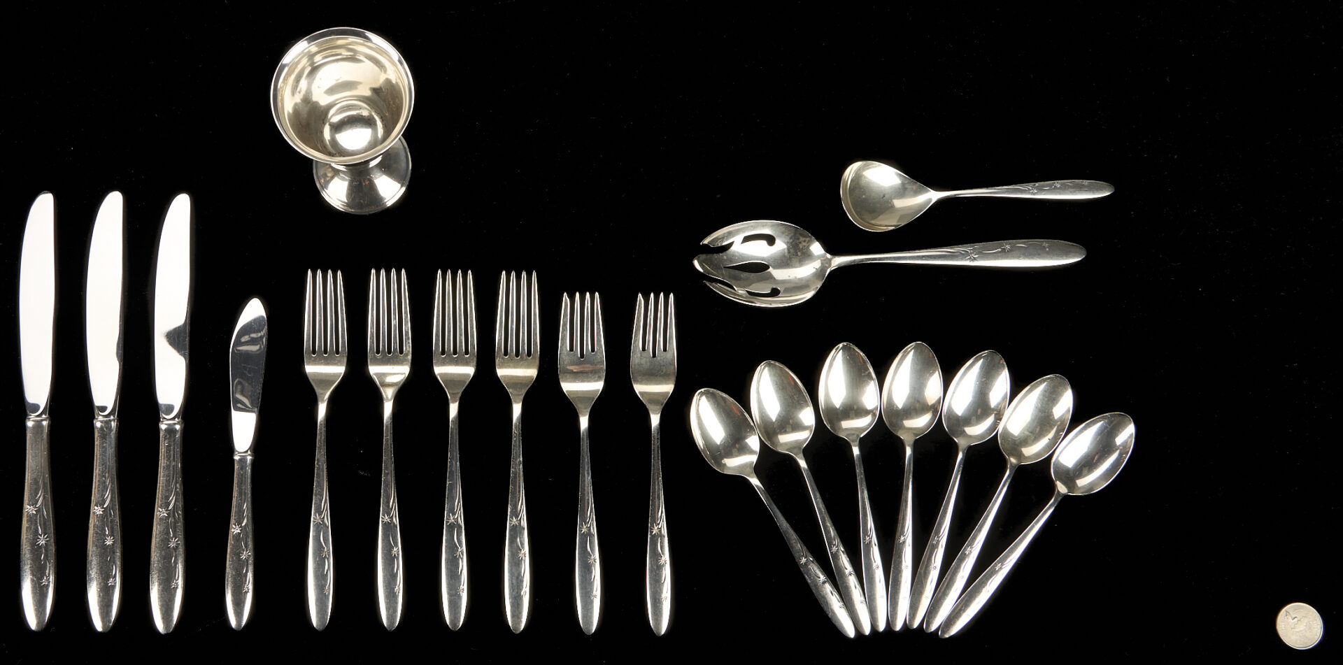 Lot 1086: 19 Gorham Sterling Flatware Pcs., plus Newport Sterling Cup