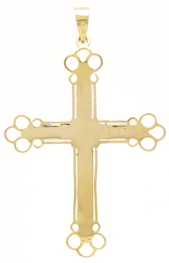 Lot 1093: 18K Gold & Garnet Cross Pendant