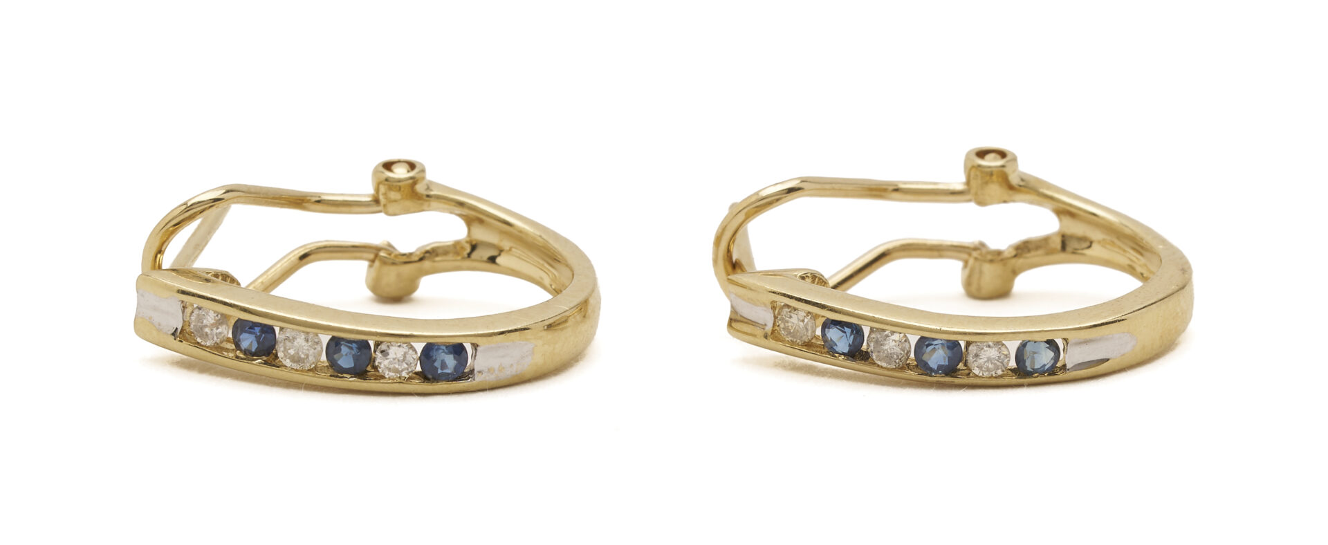 Lot 1096: Ladies' 14K Yellow Gold, Diamond & Sapphire Necklace and Hoop Earrings