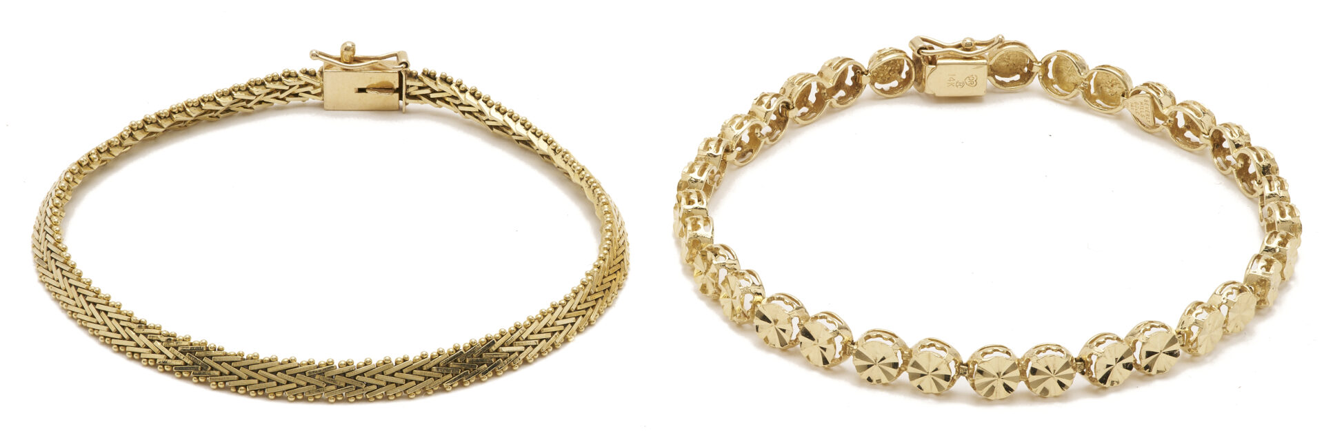 Lot 1104: Two (2) 14K Gold Bracelets