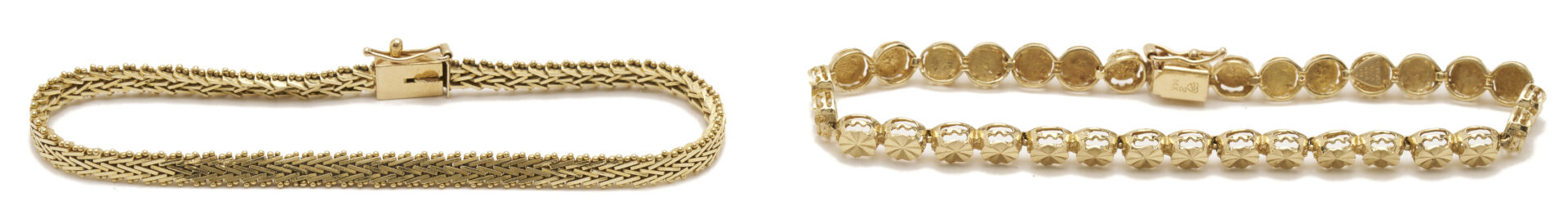 Lot 1104: Two (2) 14K Gold Bracelets