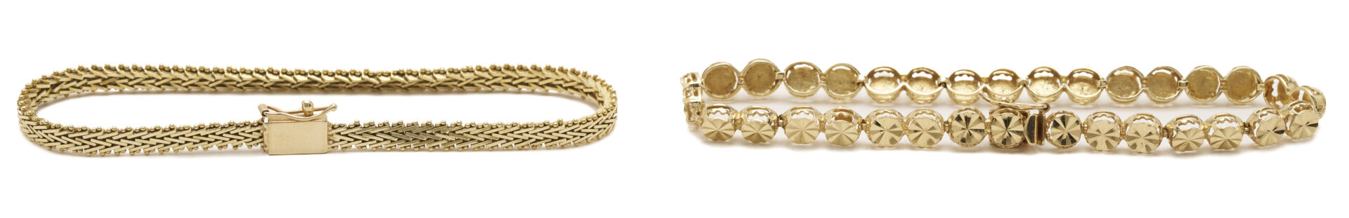 Lot 1104: Two (2) 14K Gold Bracelets