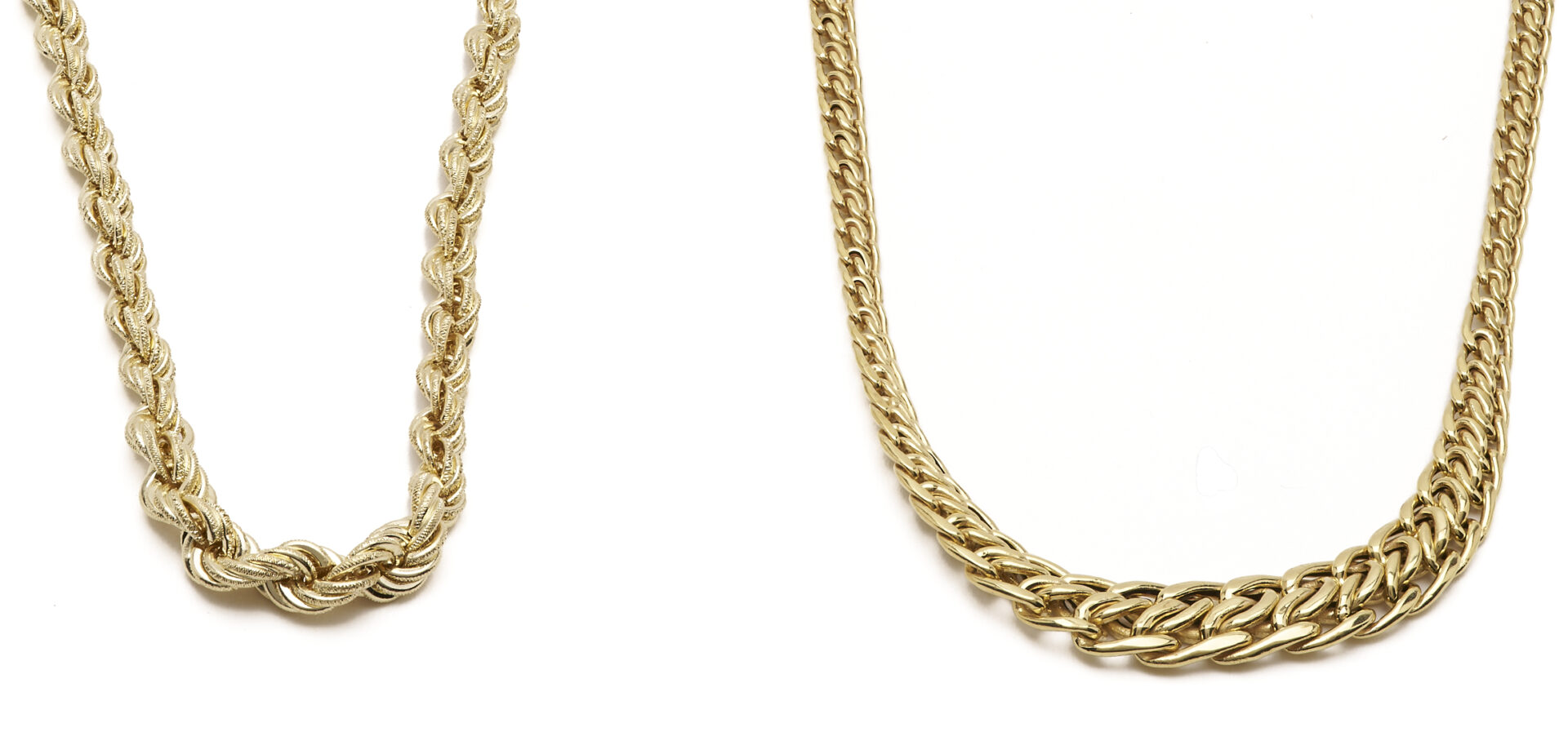 Lot 1108: Two (2) Ladies' Graduated 14K Gold Hollow Link Chain Necklaces