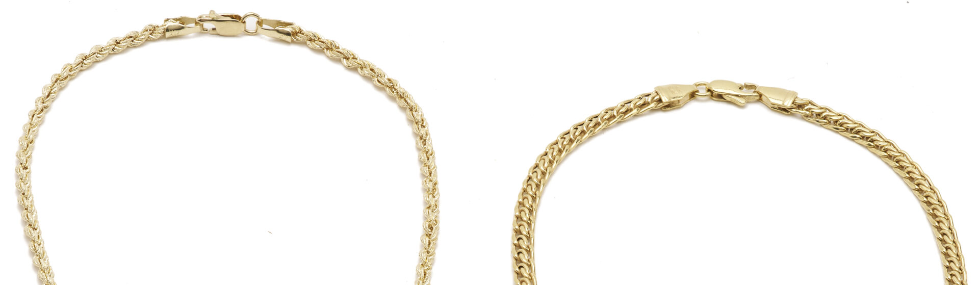 Lot 1108: Two (2) Ladies' Graduated 14K Gold Hollow Link Chain Necklaces