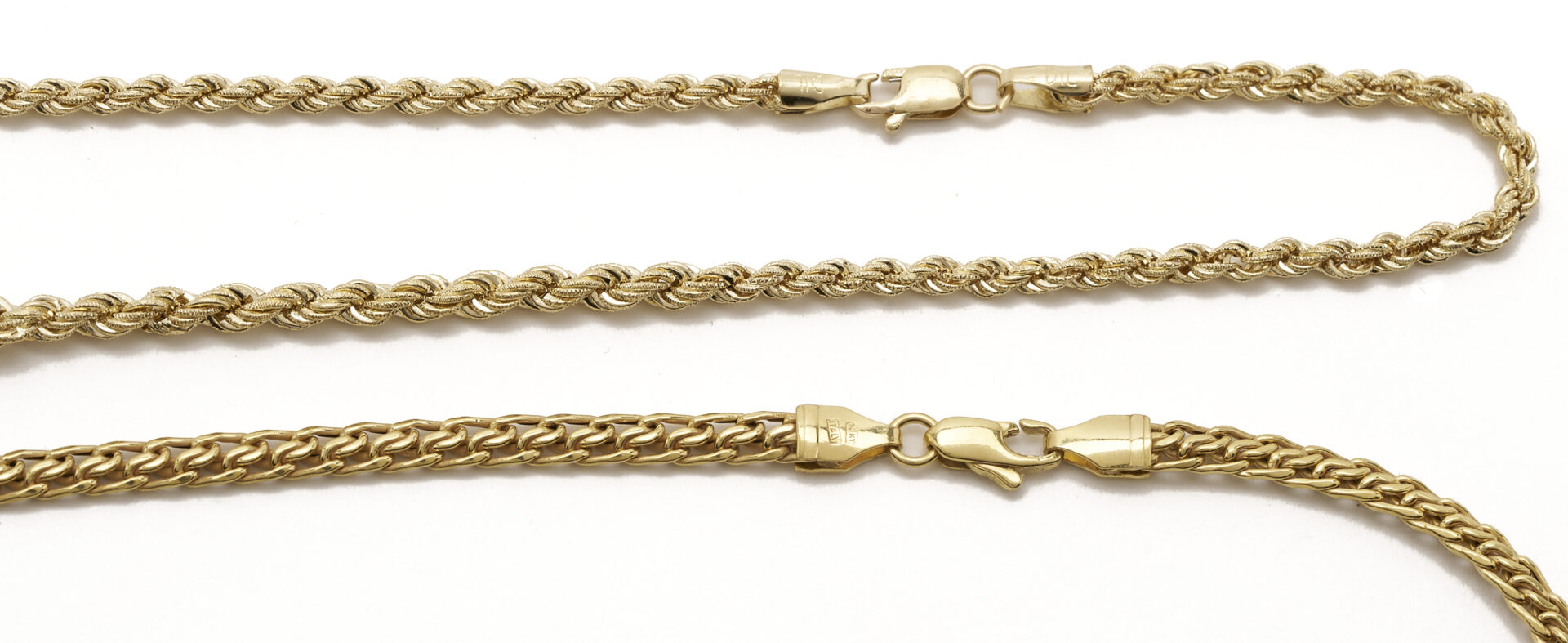 Lot 1108: Two (2) Ladies' Graduated 14K Gold Hollow Link Chain Necklaces