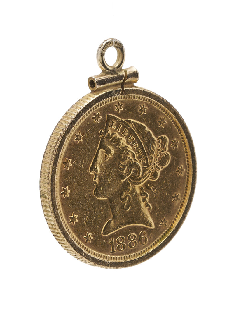 Lot 1112: 1886 $5 Liberty Gold Piece in Bezel