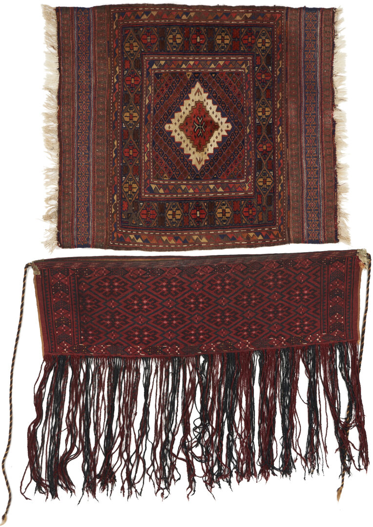 Lot 1113: 2 Rugs, Tekke Torba Flat Weave & Afghan Baluch