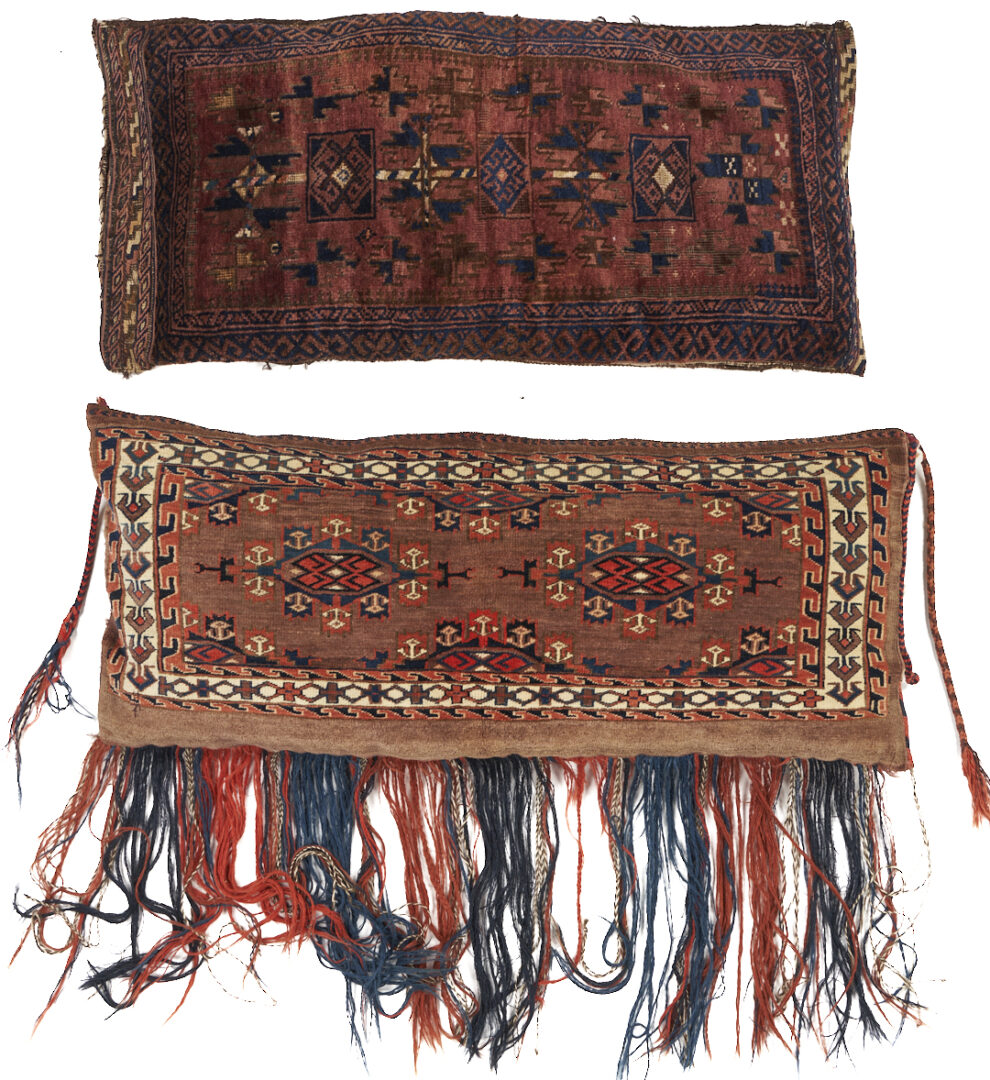 Lot 1122: 2 Antique Tribal Pillows, Baluch Balisht & Yomud w/Kepse Motif