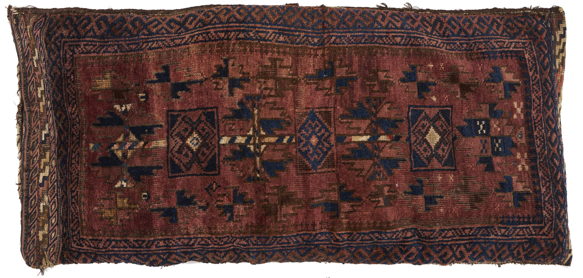 Lot 1122: 2 Antique Tribal Pillows, Baluch Balisht & Yomud w/Kepse Motif