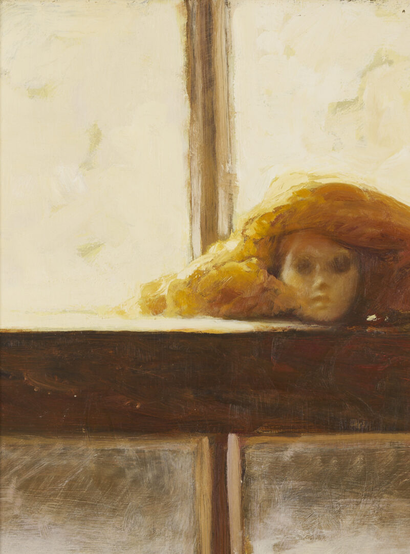 Lot 1141: Martin Poole O/B Painting, Female Head on Window Sash