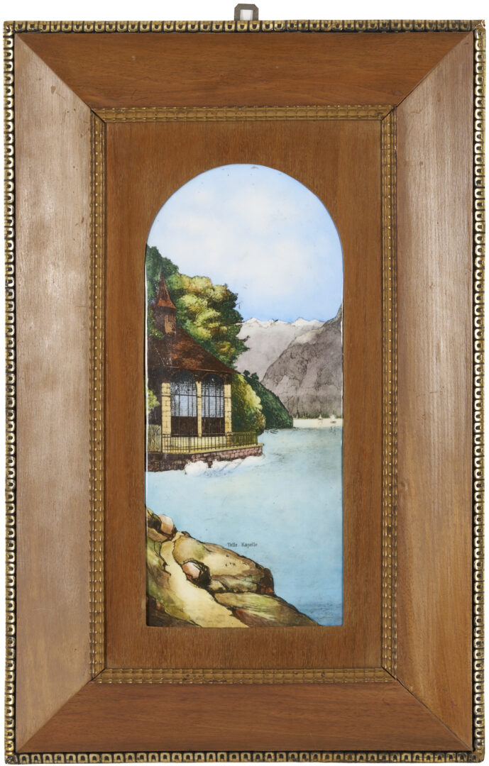 Lot 1143: Two Framed German Enamel Landscapes