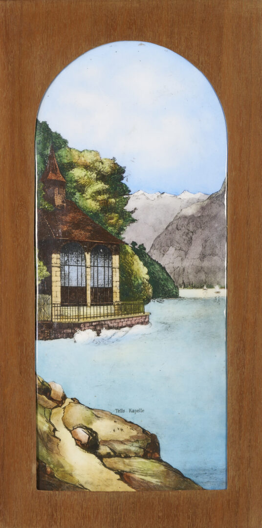 Lot 1143: Two Framed German Enamel Landscapes