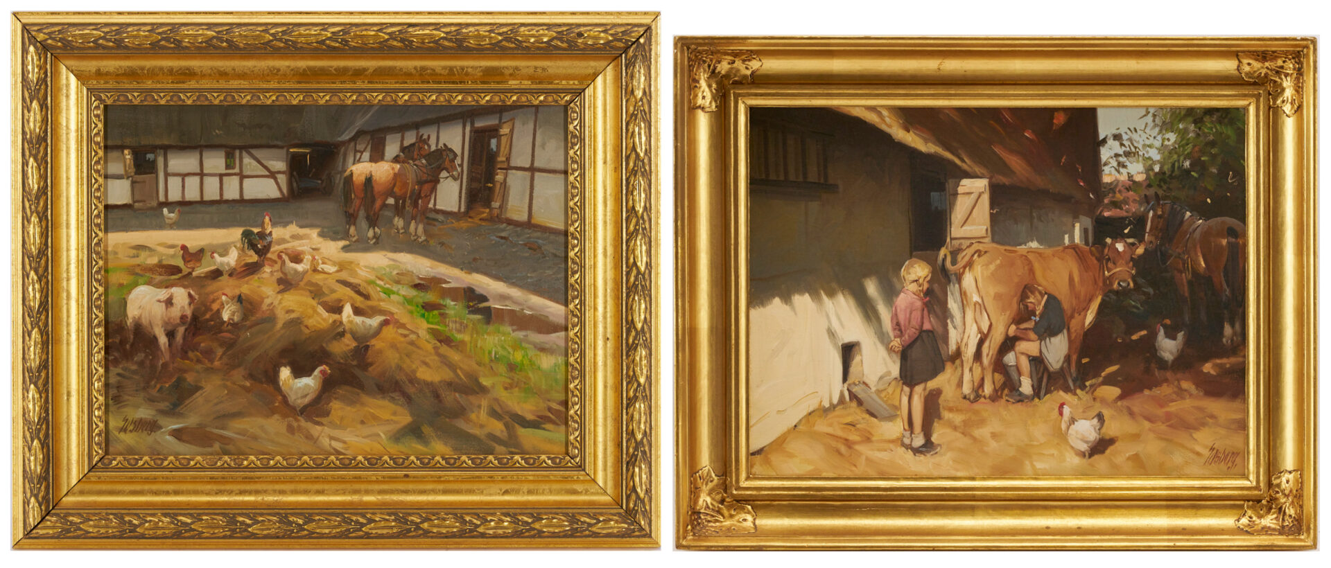 Lot 1146: Two Soren Edsberg Oil on Canvas Farm Scenes