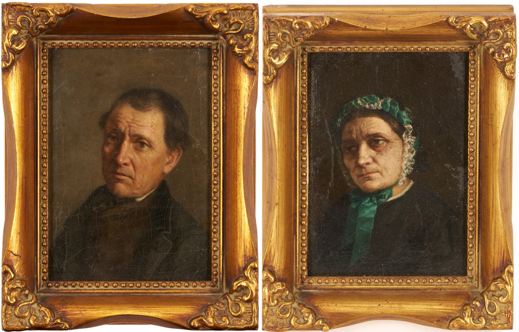 Lot 1152: Two Henri Douzil Portraits, The Artist's Mother & Father, Exhibited