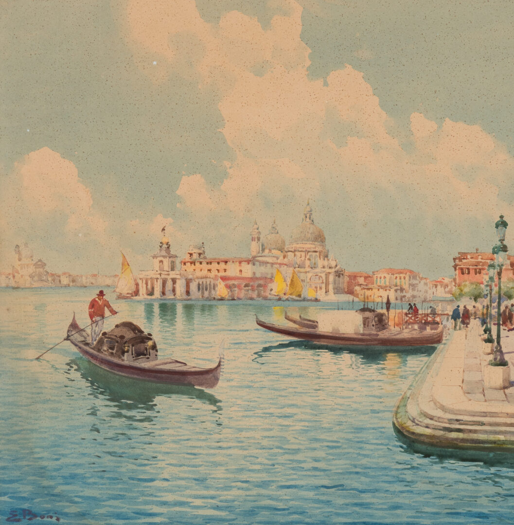 Lot 1154: 2 Italian Seascape Watercolor Paintings