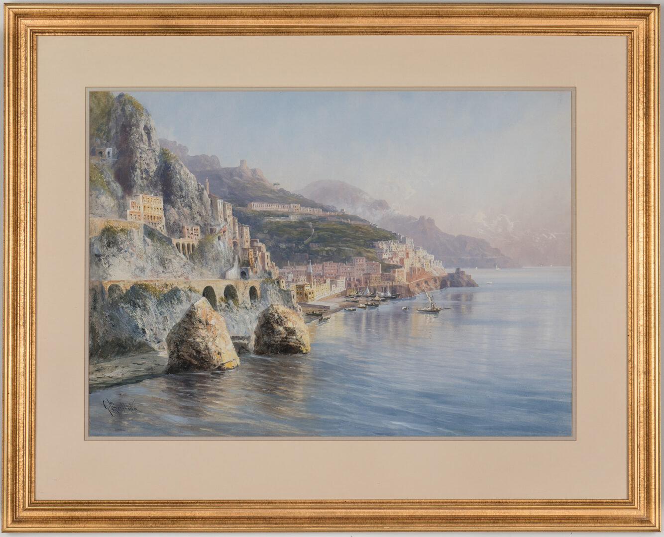 Lot 1154: 2 Italian Seascape Watercolor Paintings