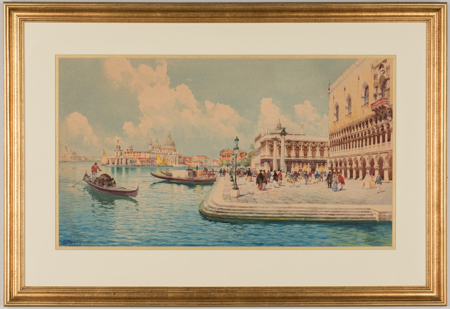 Lot 1154: 2 Italian Seascape Watercolor Paintings