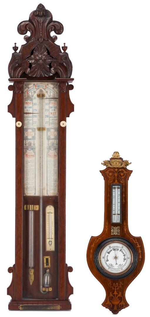 Lot 1163: 2 19th Century Barometers: Marquetry & Fitzroy