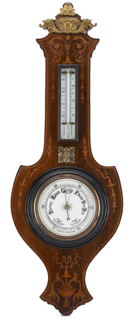 Lot 1163: 2 19th Century Barometers: Marquetry & Fitzroy