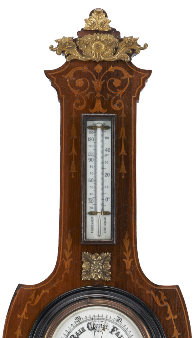 Lot 1163: 2 19th Century Barometers: Marquetry & Fitzroy