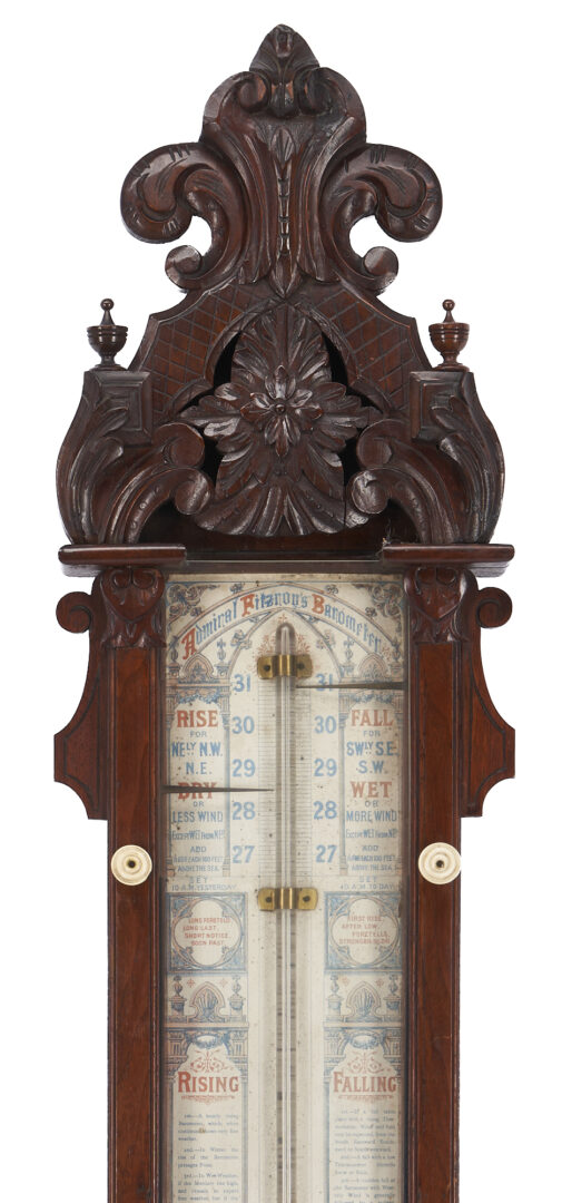 Lot 1163: 2 19th Century Barometers: Marquetry & Fitzroy