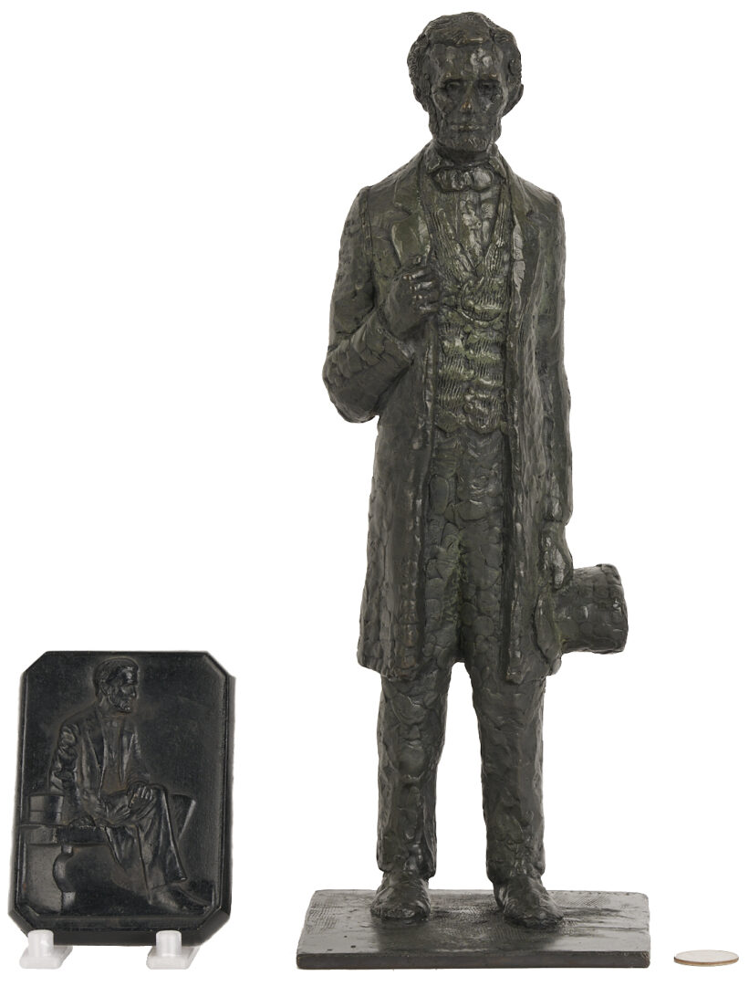 Lot 1167: J. Witt Lincoln Bronze & Kraeuter & Co. Lincoln Cast Iron Plaque