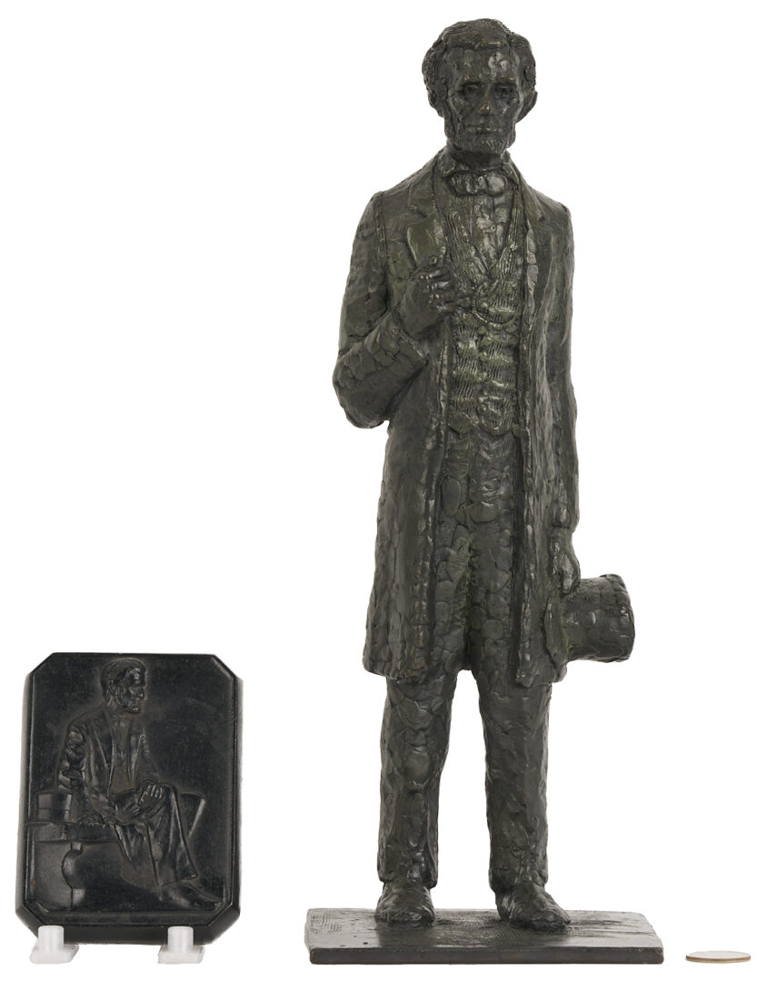 Lot 1167: J. Witt Lincoln Bronze & Kraeuter & Co. Lincoln Cast Iron Plaque