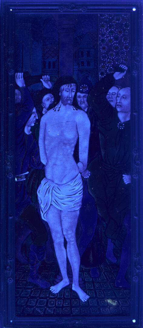 Lot 116: After Jean Penicaud I Limoges Enameled Triptych, Three Scenes from the Passion of Christ