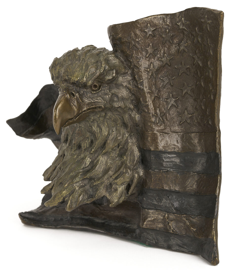 Lot 1171: Mark Hopkins "Spacious Skies" and Eagle Bust with Flag Bronze